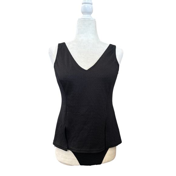It Figures! Womens Black Textured 2-piece Tankini Swim Set Size 12 - Picture 1 of 9